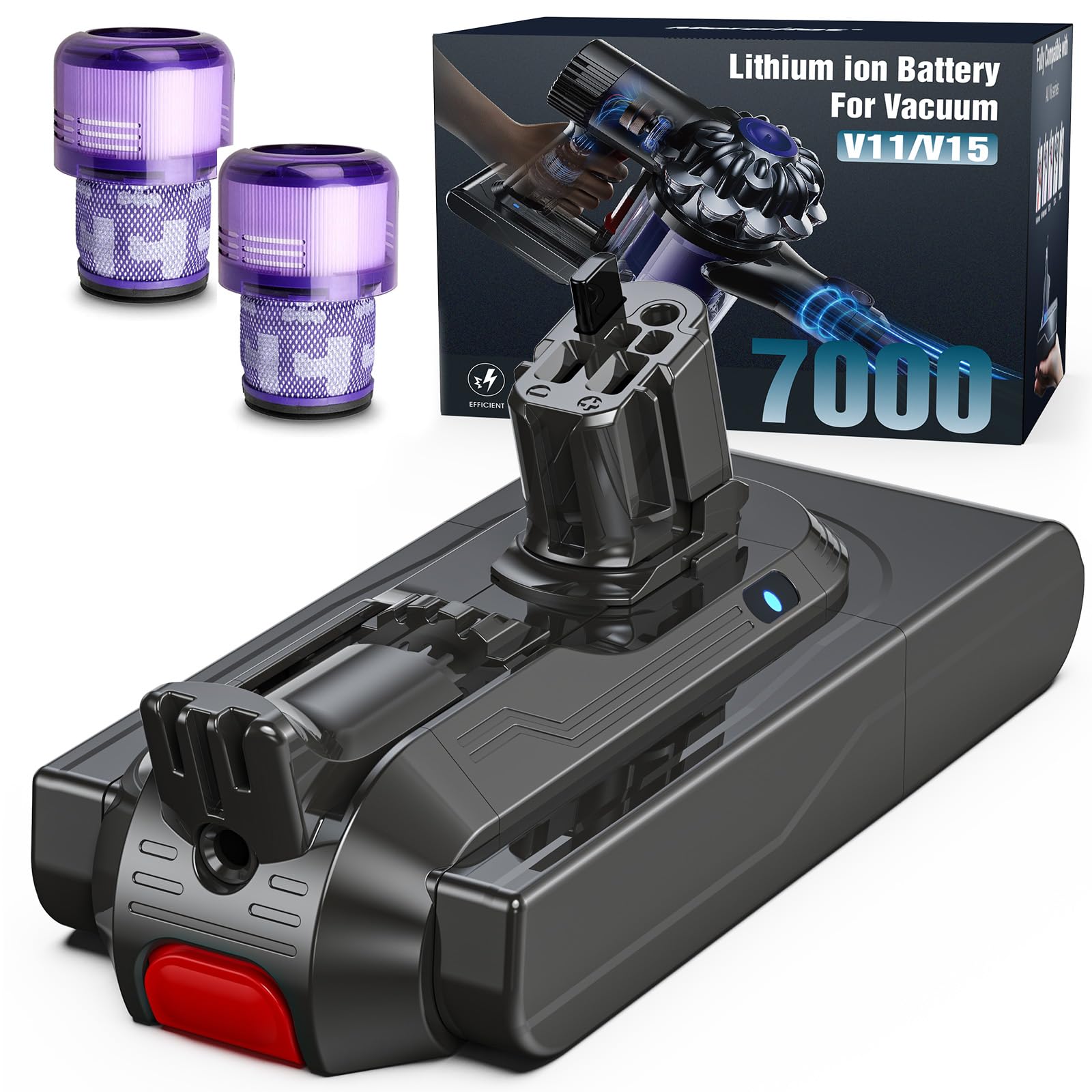 Morpilot Batería para Dyson V11, 7000 mAh Click-in Batería de Repuesto para V11 Absolute/V11 Extra/V11 Fluffy/V15 Detect