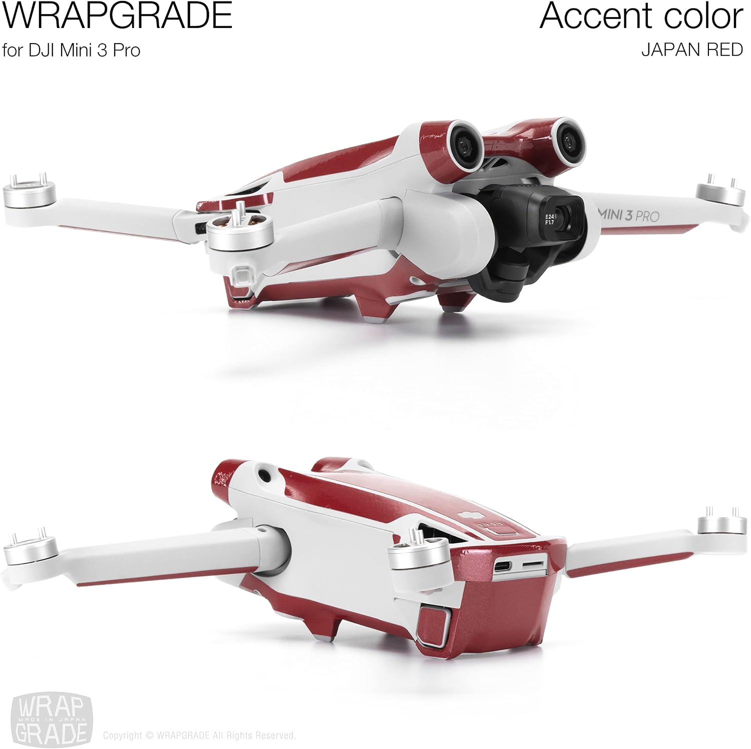 WRAPGRADE Skin Stickers compatible with DJI Mini 3 Pro, Japan Red - Image 5