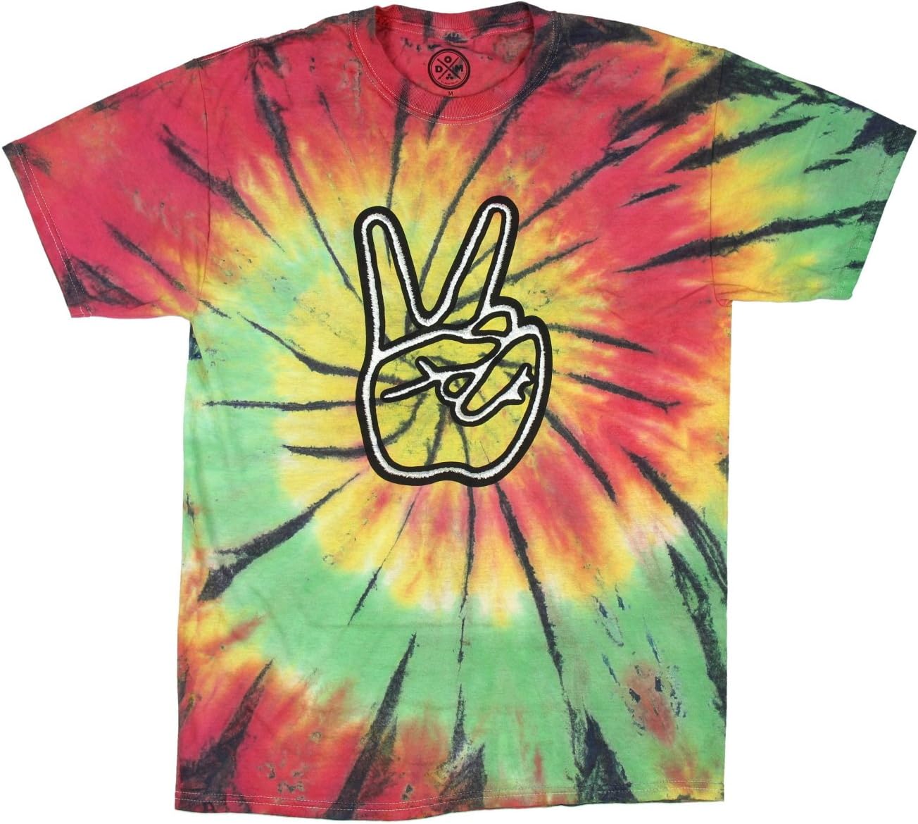ODM Art Peace Sign Tie Dye Graphic T-Shirt - Medium