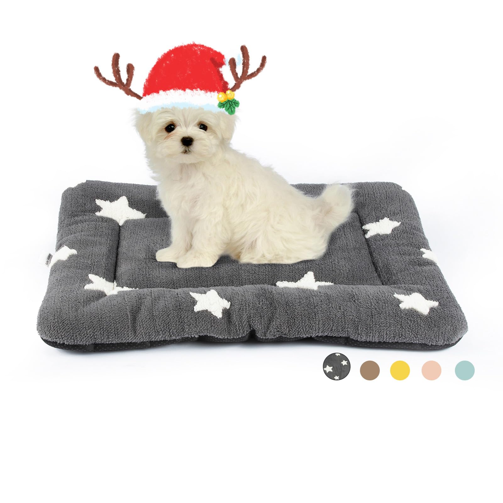 Mora Pets Dog Crate Pad Kennel Bed Crate Mat for Small Dogs Washable Cute Star Pet Bed for Dog Cage Ultra Soft Flat Puppy Cat Kitten Pillow Cushion for Sleeping Anti-Slip Grey 24 x 18