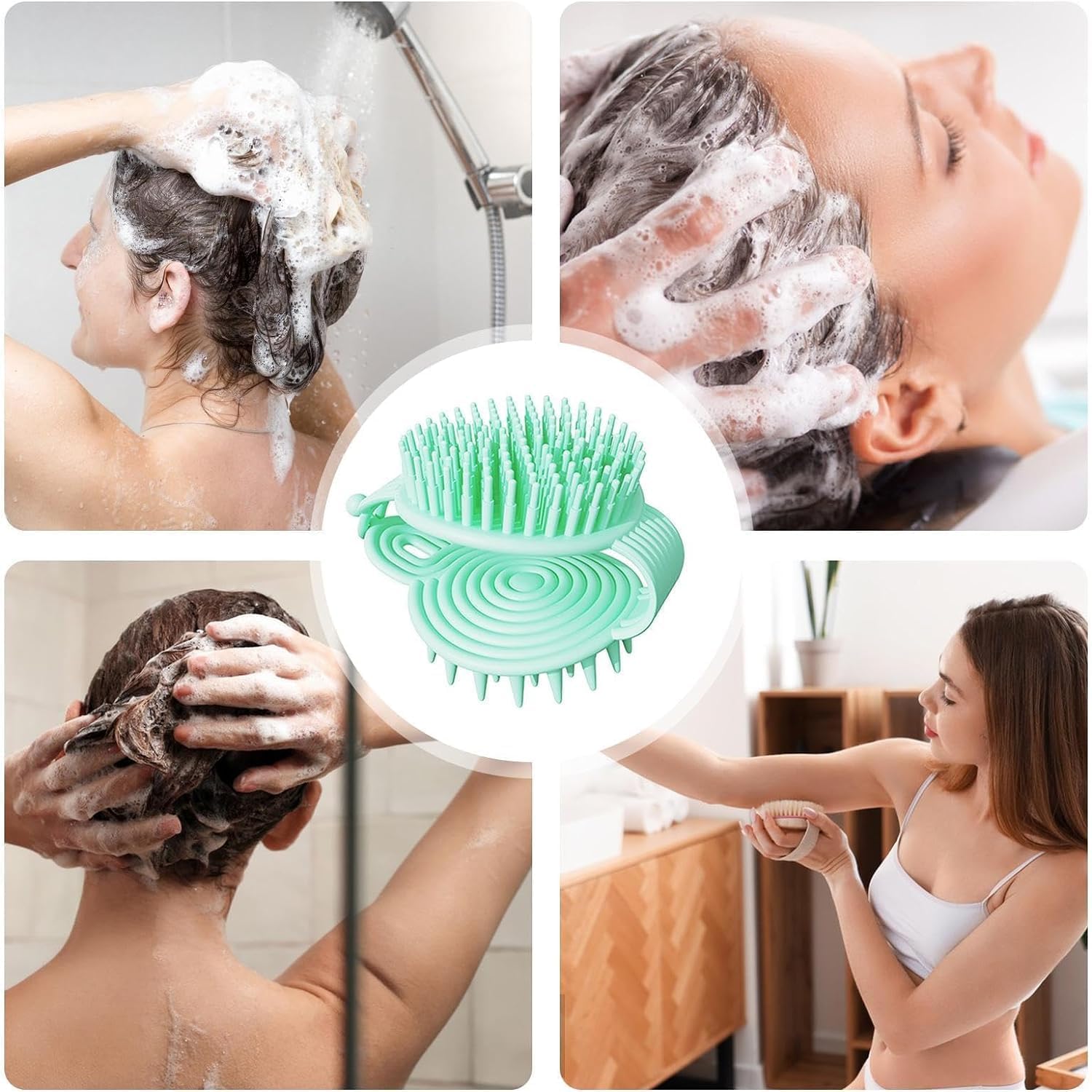 Dhamee 2 in 1 Body scrubber with Scalp Massager Shampoo Brush Shower Hair Comb Durable Smooth Hair Brush for Hair Growth Skin Friendly Soft Odorless Head for Men Women Kids 2