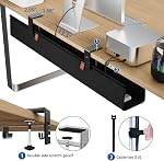 Zilink No Bac de gestion des câbles sous bureau 30" Organisateur de cordons pour le bureau de fixation de table / vis Gestion de câble Étanches Hideuses de cordon de tissu imperméables pour bureau, Maison