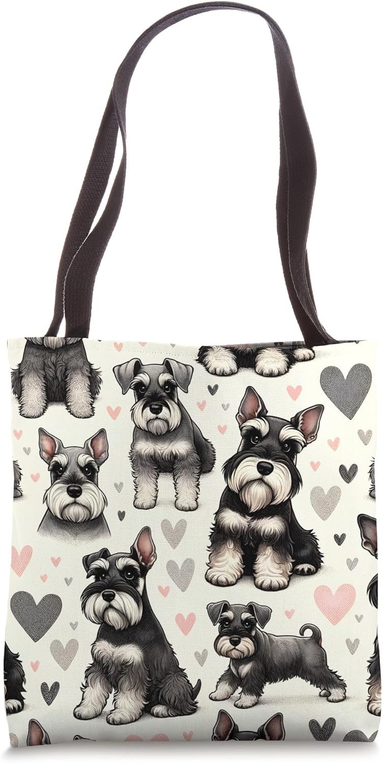 Beautiful Dogs Pattern Miniature Schnauzer Dog Tote Bag