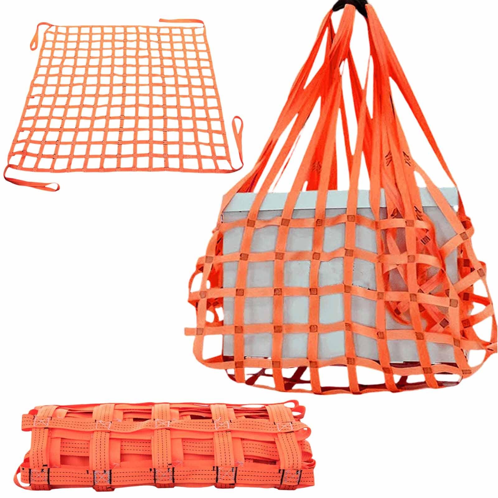 Lastenhebenetze, Flache Polyester-Hebenetze, robuste Sicherheitshebenetze mit Gurten zur Ladungssicherung, Absturzsicherung, Bauschleppen, Heben(1.5X1.5M/Mesh 10cm/Load 300kg)