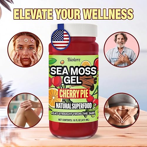Miniatura 6 de Biolore Cherry Pie - Gel de musgo marino de 16 onzas, sin azúcar añadido, vegano, fabricado en Estados Unidos, superalimento de musgo marino