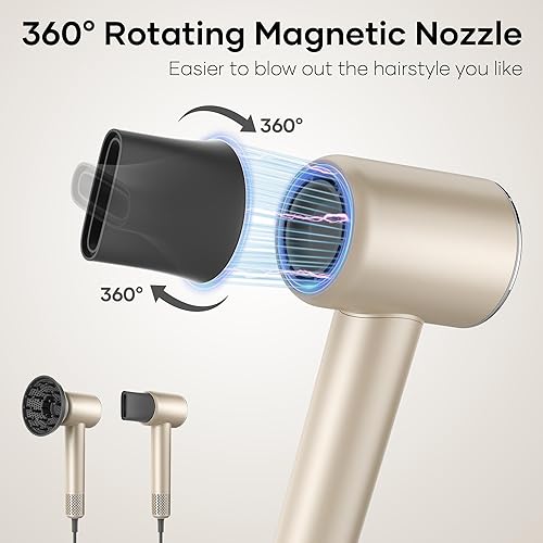 Miniatura 7 de Secador de pelo profesional, secador de pelo iónico negativo de 200 millones con motor sin escobillas de 110000 rpm, secador de pelo de alta
