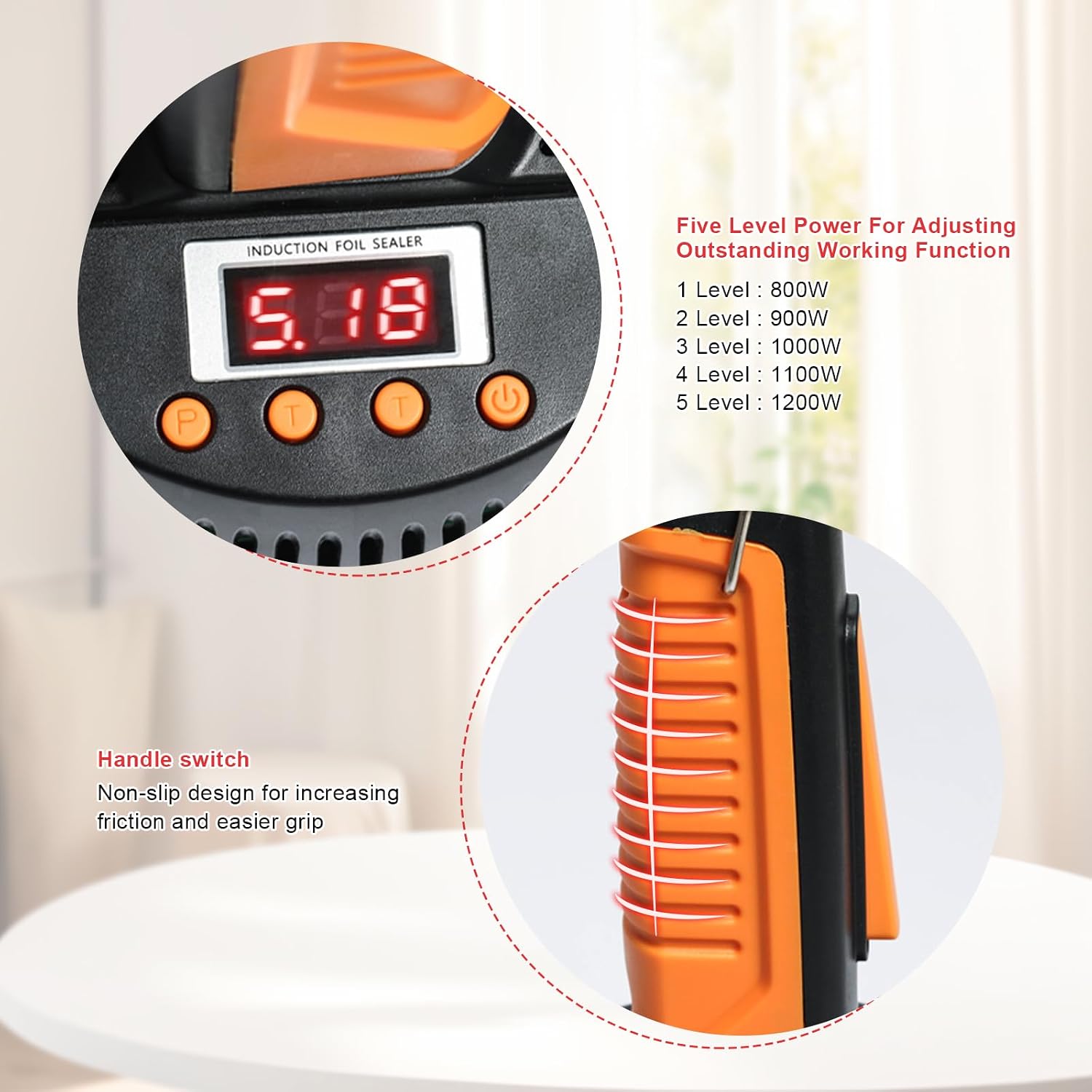 ZONEPACK Handheld Induction Sealer Portable Electromagnetic Bottle Sealing Machine Aluminum Foil Lid Plastic Vial