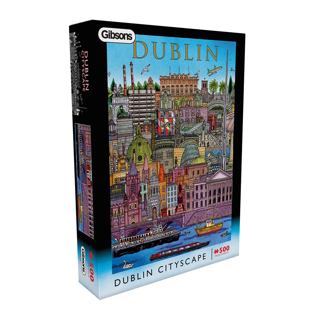Gibsons Dublin Cityscape 500 Piece Jigsaw Puzzle for Adults & Teens Irish Landmarks & Architecture Colourful Artwork Thickest Sustainable 100% Recycled Board Premium Gift by Gibsons Games