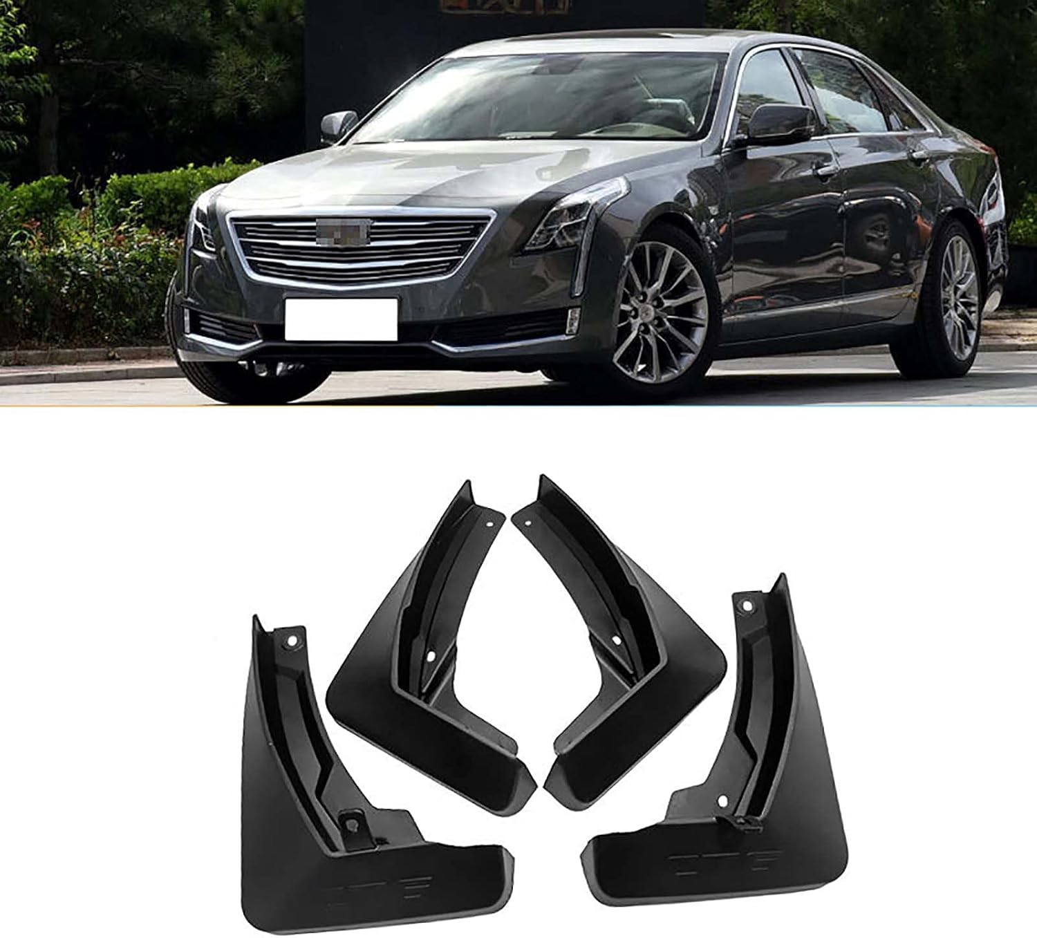 キャデラックct616 21カスタムフロントリアマッドガードキットモールドフェンダーマッドフラップフルプロテクションオートアクセサリー ブランド激安セール会場 4個セットの車のマッドフラップスプラッシュガードの交換