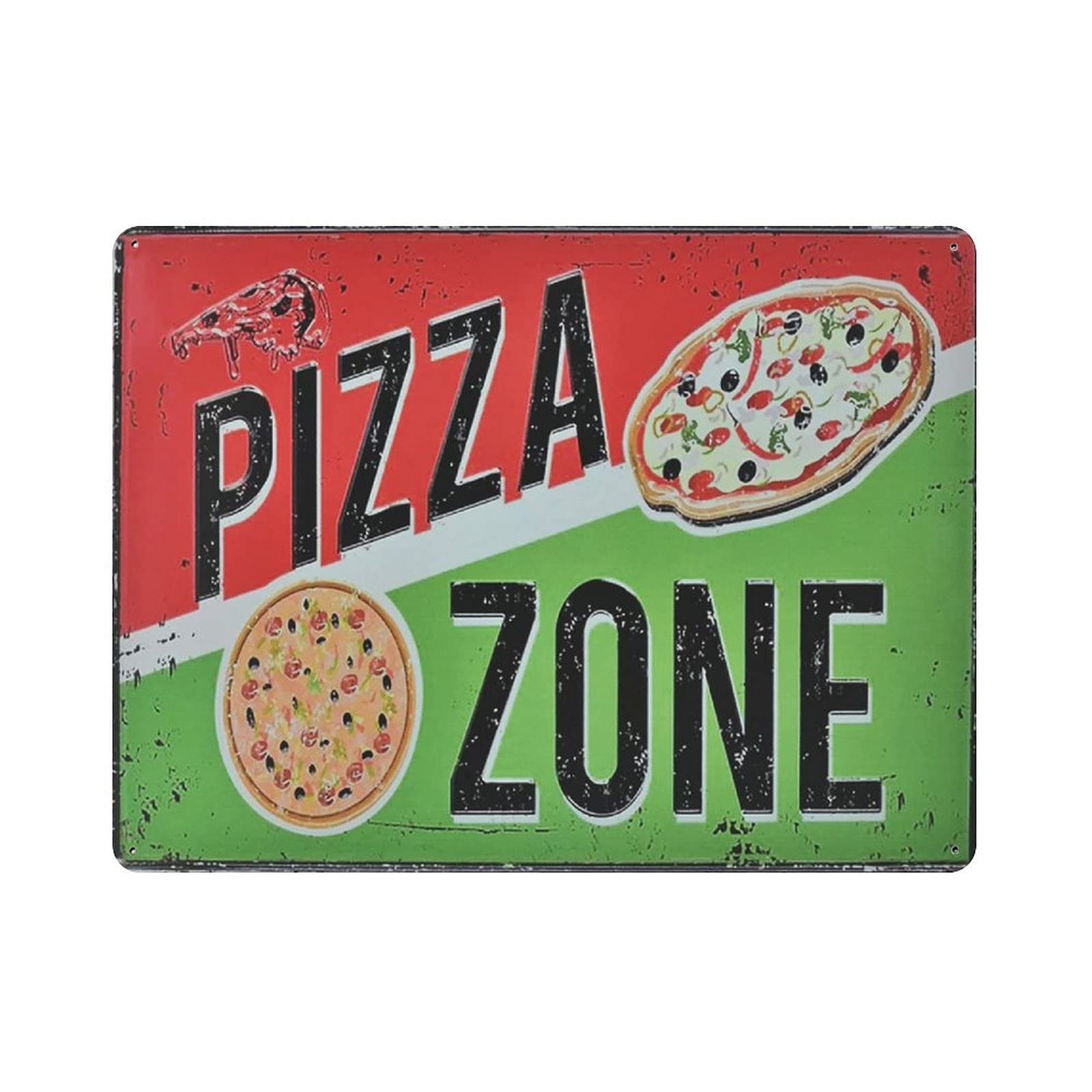 Hdadwy Pizza Zone Metal Tin Sign Vintage Tin Poster Metal Sign Wall Decoration Country Kitchen Home Garage Decor 12"X16"