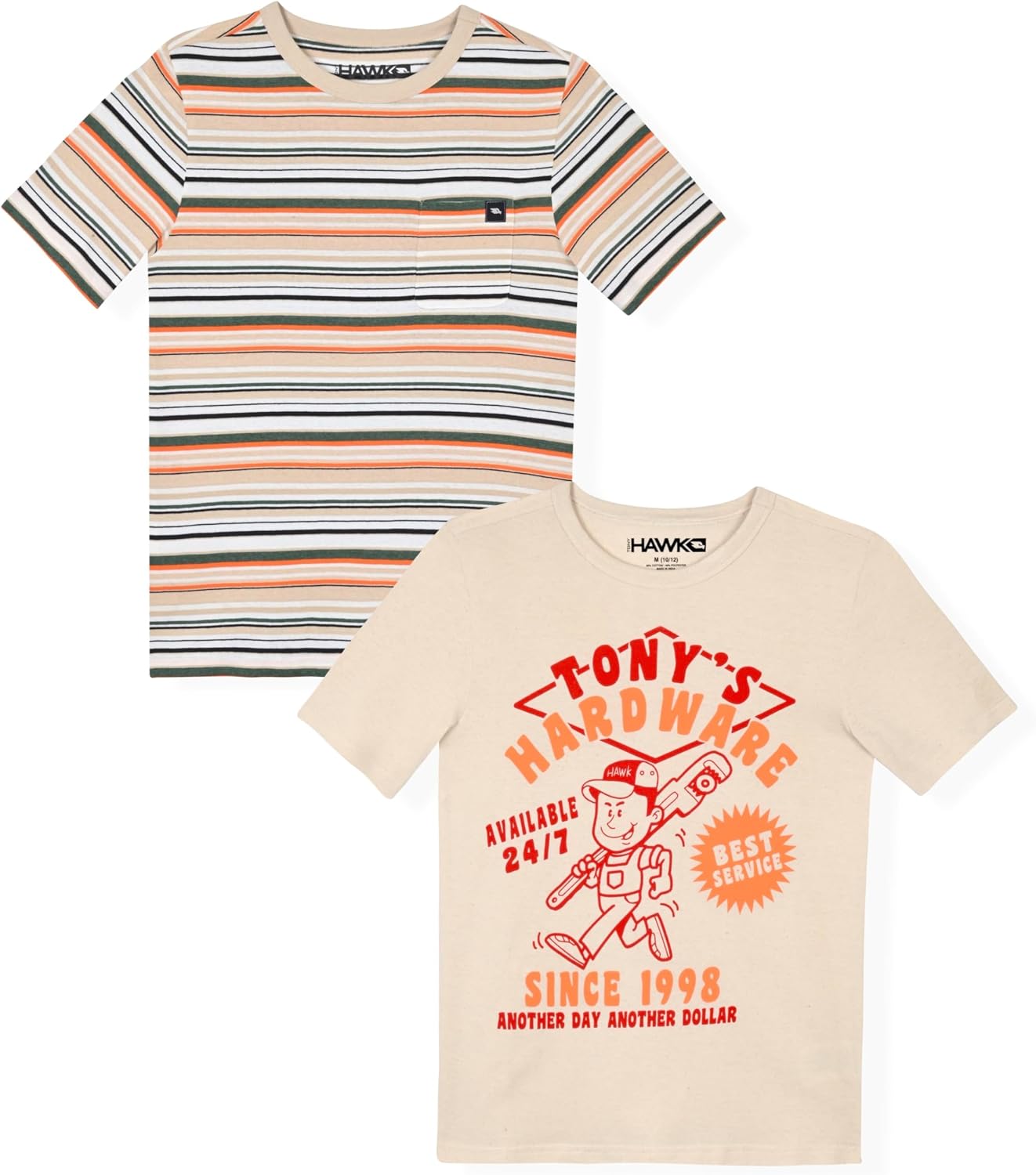 TONY HAWK Boys Tee Shirts 2 Pack Graphic Tees for Boys