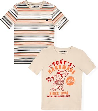 TONY HAWK Boys Tee Shirts 2 Pack Graphic Tees for Boys