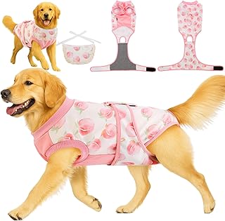 Recovery Suit for Female/Male Dog After Spay/Neuter Surgery,Bandana Set Included,E-Collar Cone Alternative Anti Licking, Large/Medium/Small Dogs Full Body Surgical Suits Onesies, Medical Pet Bodysuit