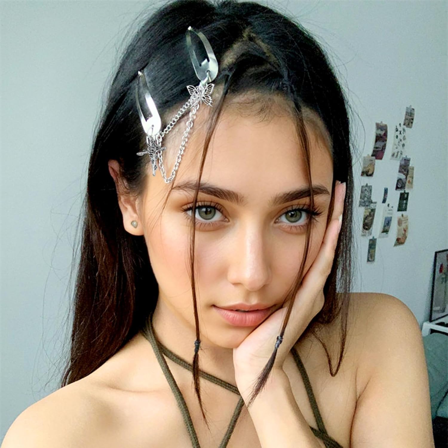 Amazon.co.jp: [LaVenty]銀色の星のヘアクリップ スター 胡蝶のヘア 