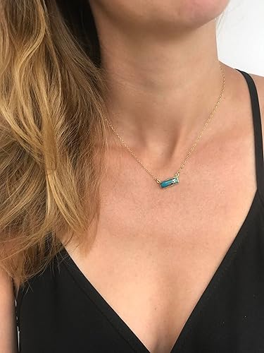 Miniatura 2 de Adira Series Horizontal Gemstone Bar Necklace, Personalized with Name or Birthdate, Custom Birthstone Necklace (Alexandrite)