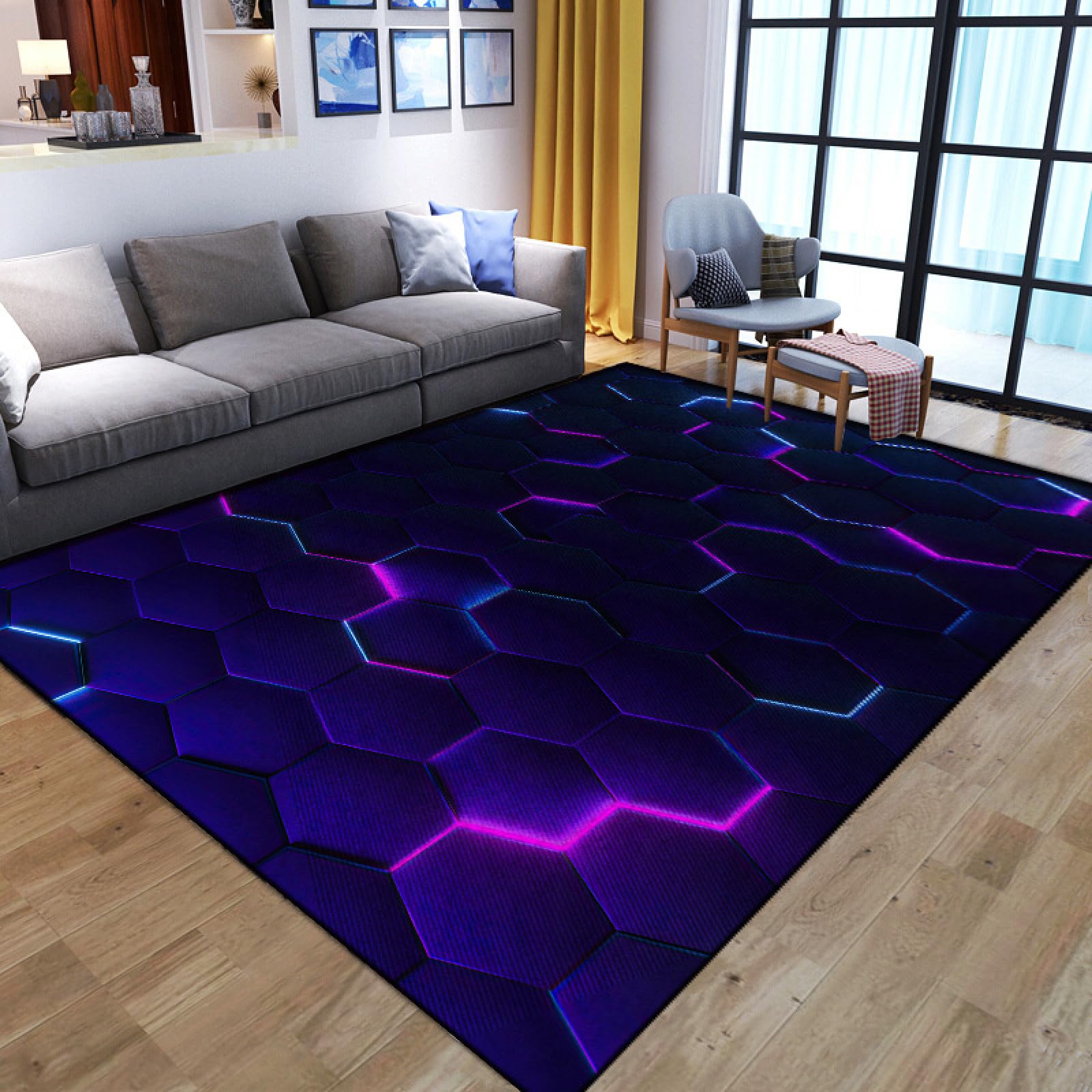 Felpudo Entrada Casa Geometría Azul Alfombra Salon Lavable Alfombra Entrada Casa Exterior Poliéster Felpudo Exterior Lluvia Suave Alfombras de Habitacion Salon Antideslizante Tapete 100x150cm
