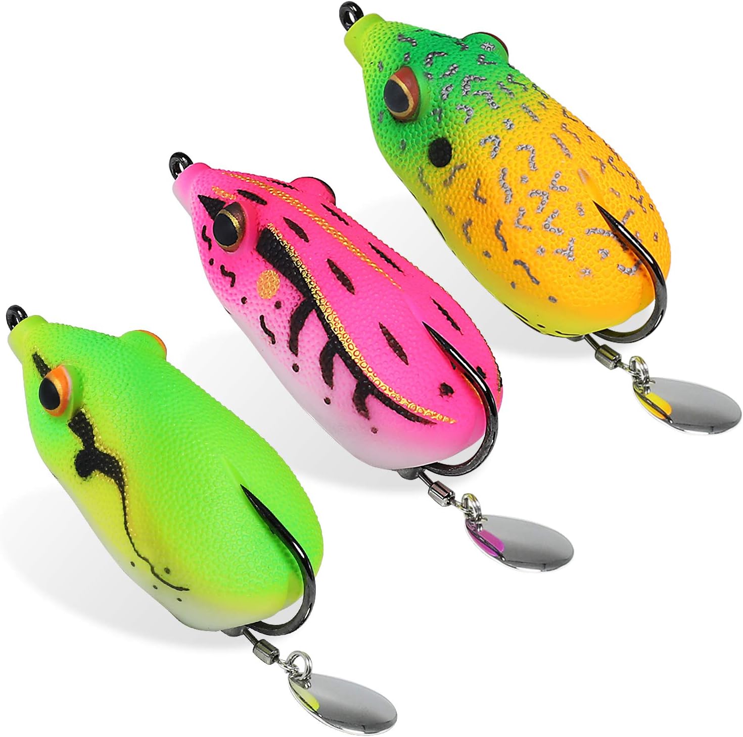 TRUSCENDTopwater Frog Fishing Lures with Silicone Leg Japan Design Weedless Soft Plastic Frogs Baits for Bass Musky Trout Artificial Lifelike Lures for Freshwater Saltwater Fishing Gear Gifts for Men