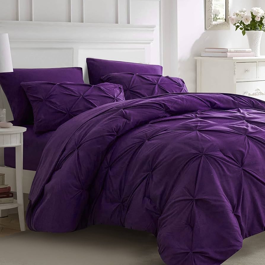 Amazon.com: Ubauba 7pc Purple Comforter Set Queen Size with