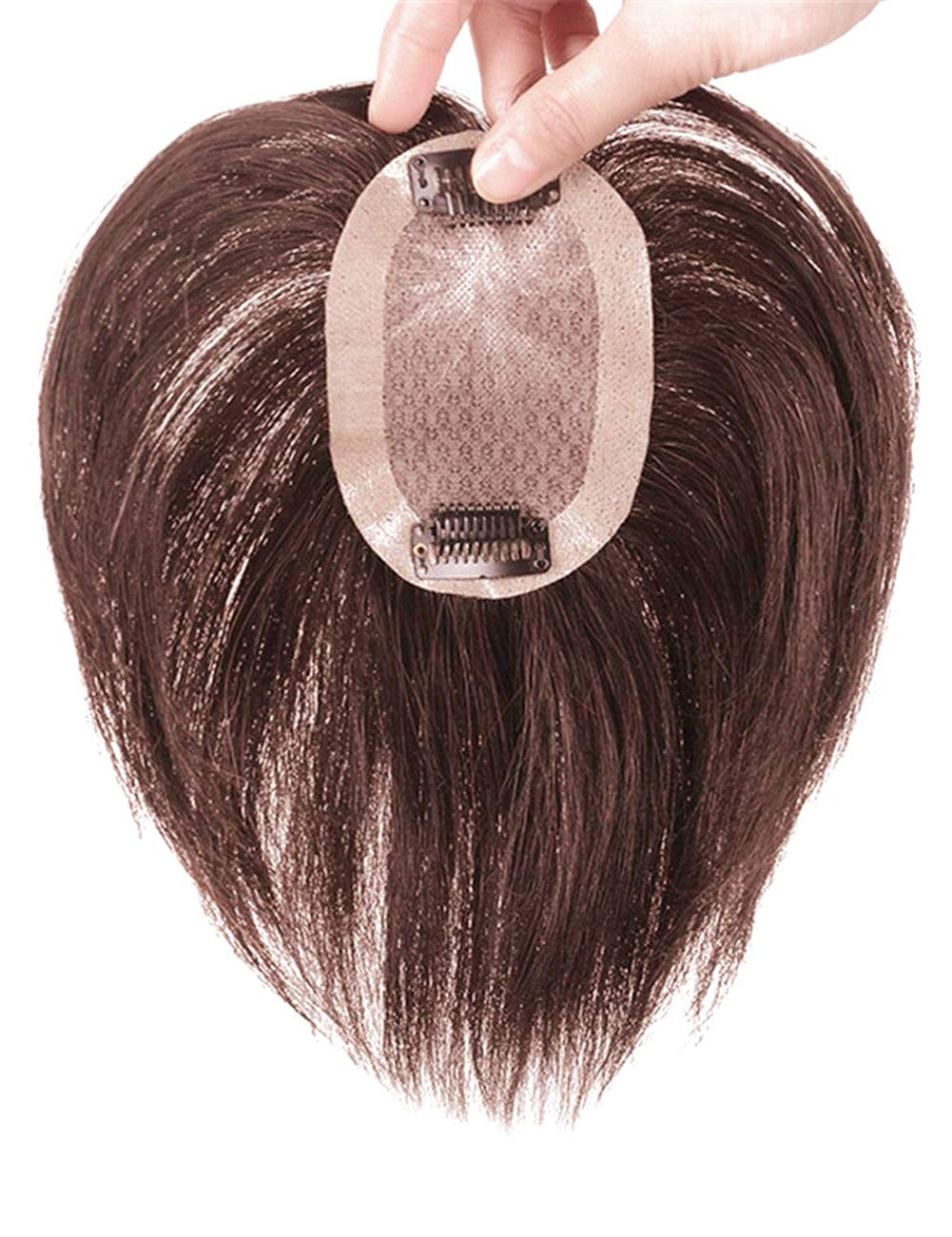 Real Human Hair Topper 90g Large Cap 7x7 Lace Front Straight Hairpiece M1457 Mono Lace Top Human Hair Topper with Clips base size 5  main image 4