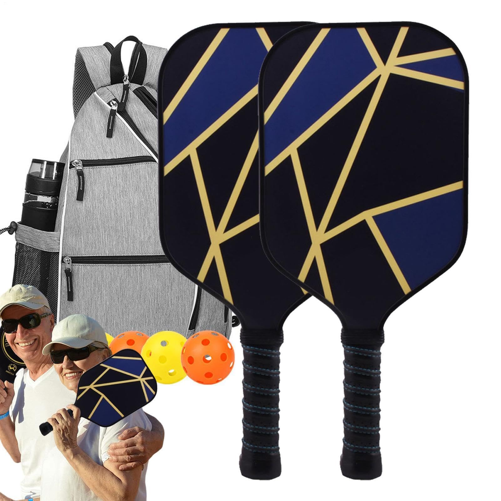 Wiosła Pickleball | Zestaw wiosła Pickleball dla początkujących | i przenośna rakieta do marynowania z kulkami, sprzęt do marynowania z włókna szklanego użytku w pomieszczeniach na zewnątrz