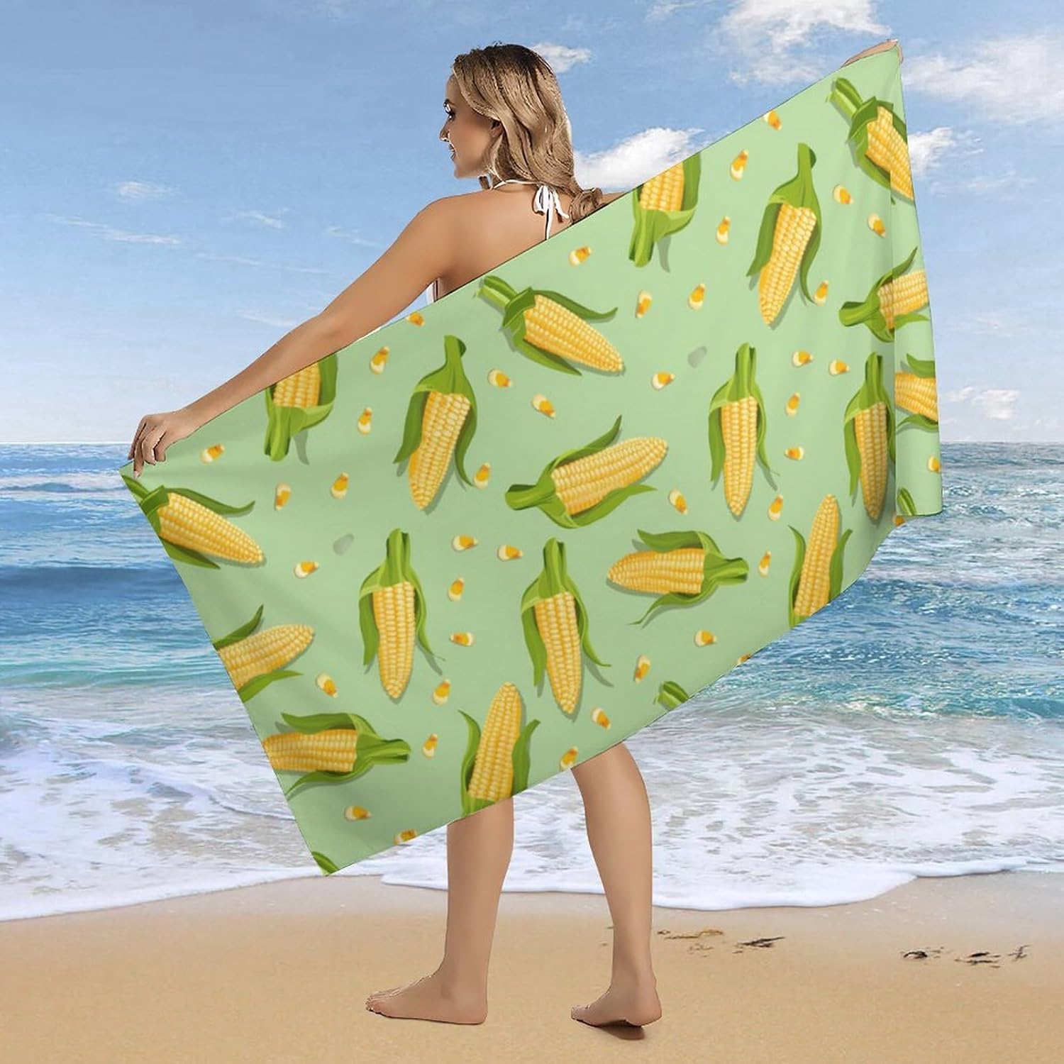 Fresh Corn Bath Towel Beach Towels Quick Dry Oversized Bath Blanket Highly Absorbent Towel for Women Men 160x80cm