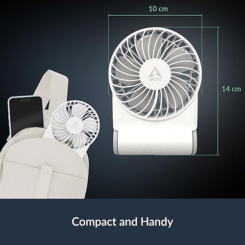 Miniatura 6 de ARCTIC Summair 2Go (blanco) - Potente ventilador de mano recargable con soporte, velocidad infinitamente variable, tiempo de funcionamiento de 4 a
