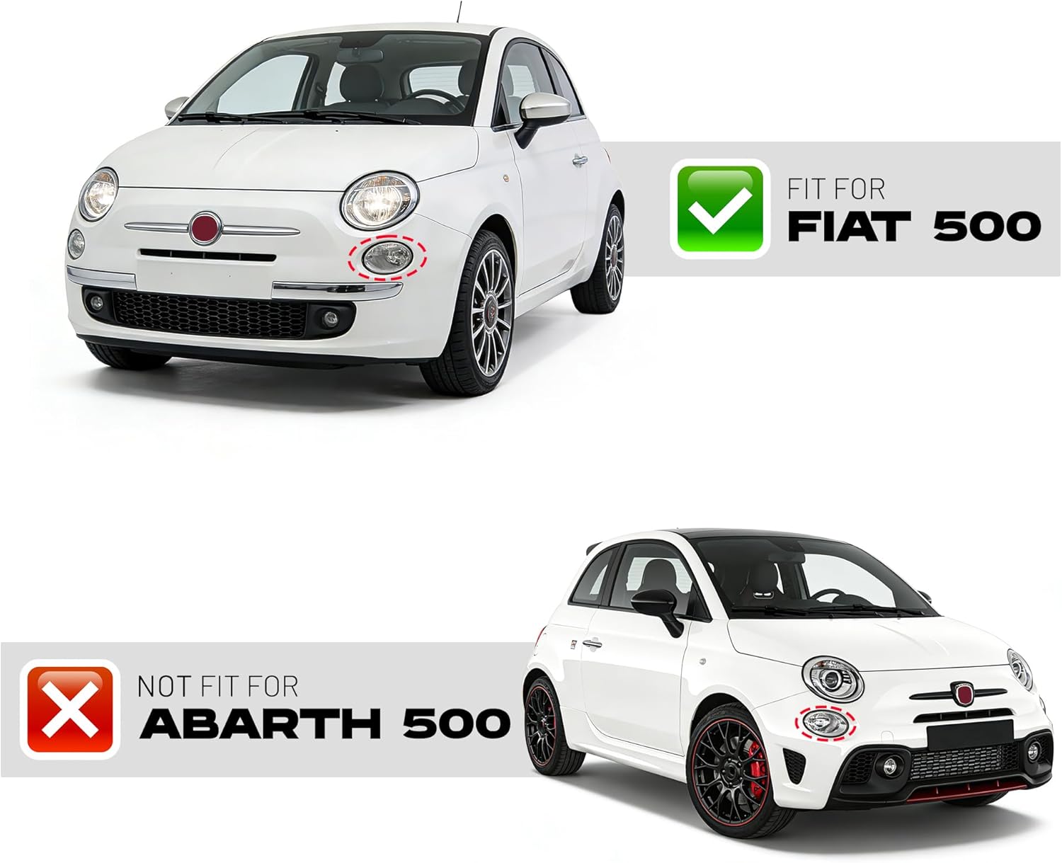 HECASA Left Turn Signal Light Compatible with 2012-2019 Fiat 500 (Not Fit for Abarth) Turn Signal Lamp W/Bulb Replacement for FI2532100 5182461AC Clear Lens & Black Housing