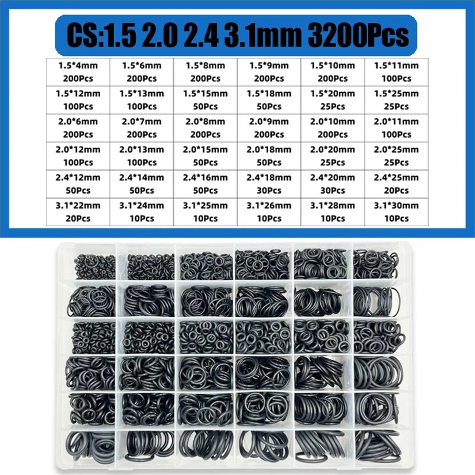 Junta tórica 3200 CS1.0-3.1 mm, arandela sellado, juntas tóricas, resistentes al aceite y a altas temperaturas Sellos de Goma para Motor