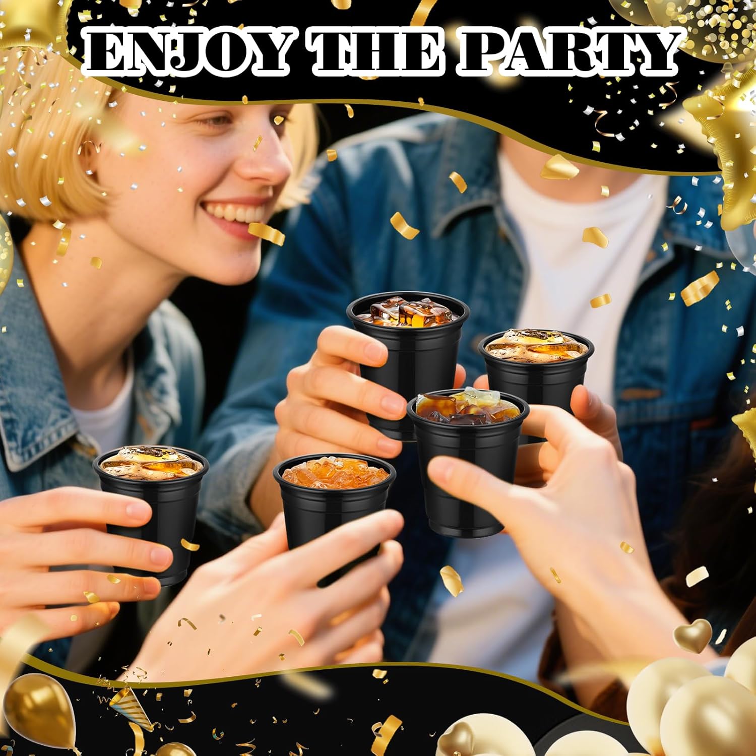 Dualshine 100 Pack 2oz Black Graduation Plastic Shot Glasses Disposable, Mini Disposable Shot Cups for Parties Weddings Beer Taste Serving Snack Sample Tastings Barbecues Picnic - Image 3