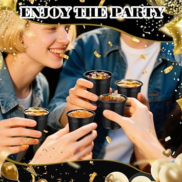 100 Pack 2oz Black Graduation Plastic Shot Glasses Disposable, Mini Disposable Shot Cups for Parties Weddings Beer Taste Serving Snack Sample Tastings Barbecues Picnic