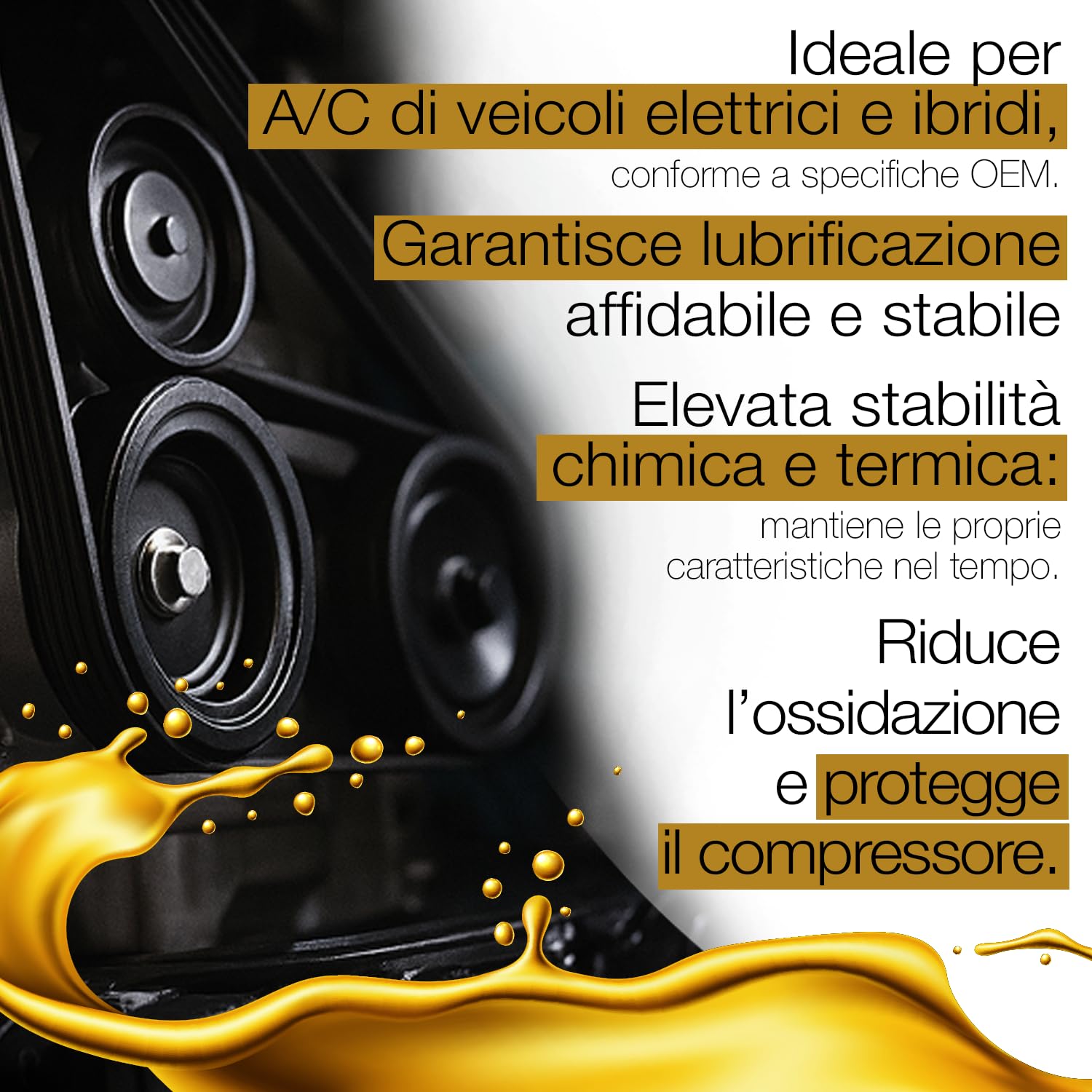ERRECOM Olio PVE (PolyVinyl Ether) Viscosità Cinematica 56 per Compressori A/C Autoveicoli Elettrici e Ibridi con Impianto di Climatizzazione funzionante con Gas Refrigerante R134a - R1234yf – 250 mL
