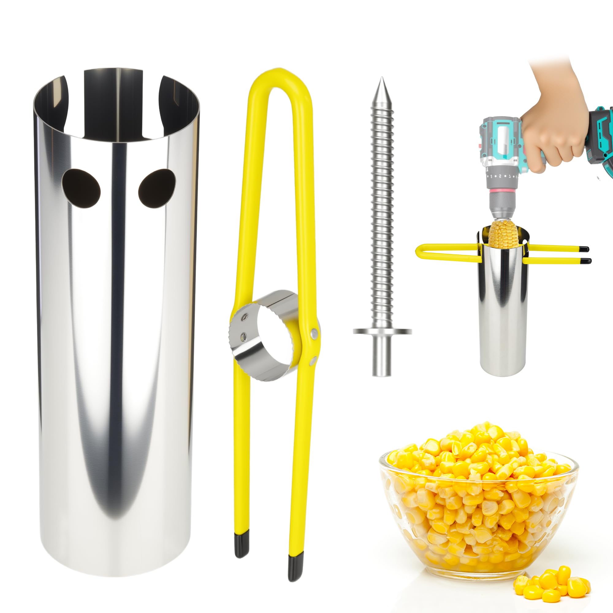 Photo 1 of Corn Stripper for Corn on the Cob,Electric Corn Kernel Remover Tool with Drill Bit, Adjustable Corer,Stainless Steel Collector to Prevent Splashing,Corn Cutter for Efficient Mess-Free Kernel Removal