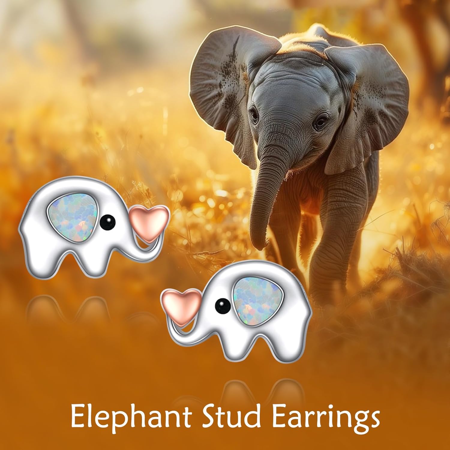 YFN Sterling Silver Elephant Stud Earrings - Cute Animal Jewelry Gifts for Women - Image 5
