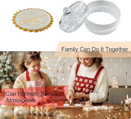 Miniatura 3 de Sello de galletas de Navidad personalizado con apellido, sellos de galletas personalizados con asa para hornear regalos de cortador de acrílico
