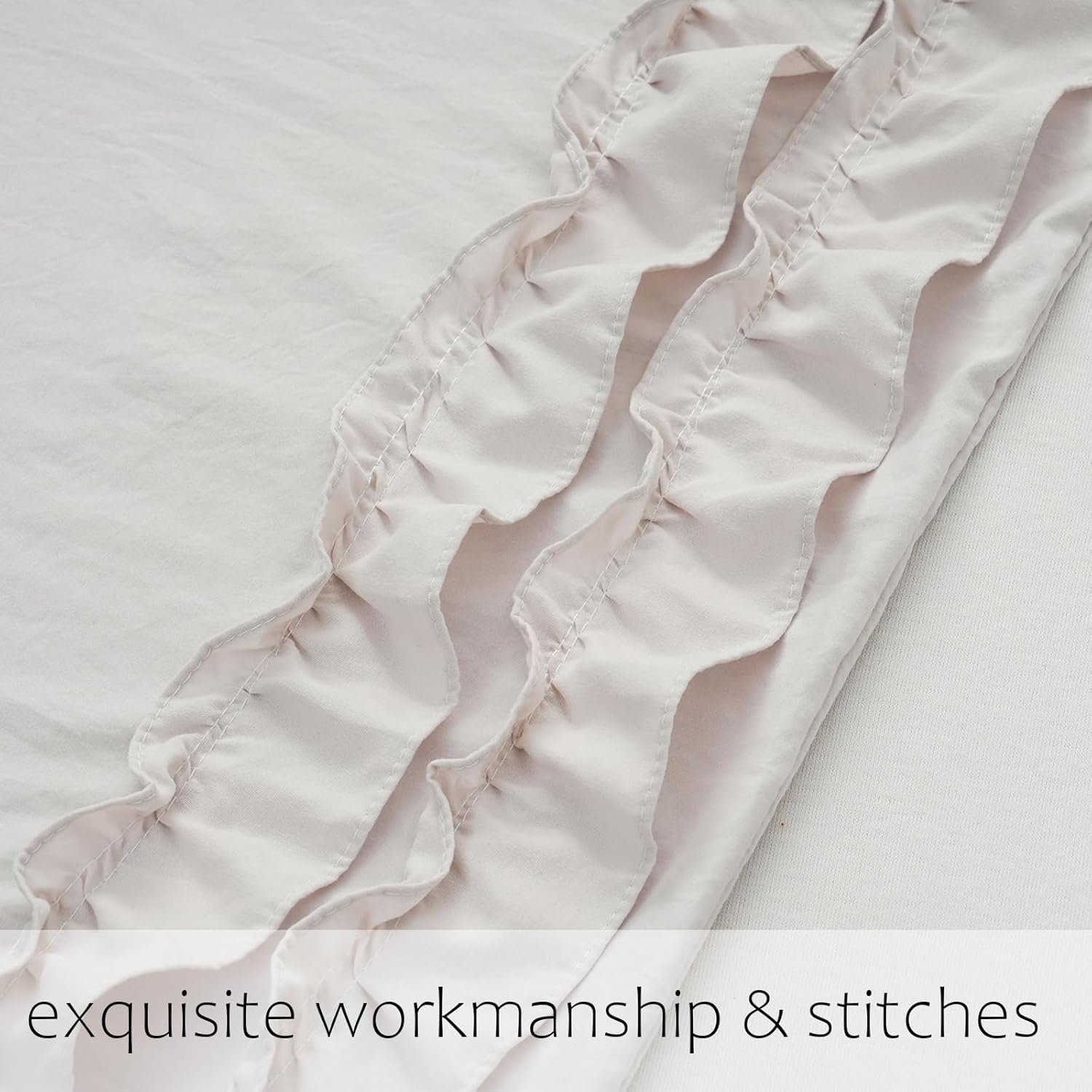 Herside Body Pillow Cover, 20x54 inches Beige, French Country Vintage Ruffled Bow Pillowcase 1 Pack, Ultra Soft Microfiber Long Pillow for Bed