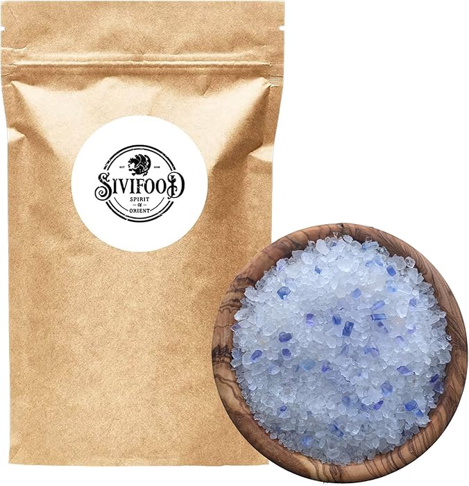 SIVIFOOD Sel bleu 200g – Cristaux naturels rares – Sel gemme non raffiné pour moulin, cuisine gourmet, barbecue, plats orientaux - bleu saphire sel marin