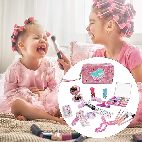 Miniatura 3 de Juego de maquillaje para niños pequeños, kit de maquillaje real lavable para niñas pequeñas, kit de maquillaje para niñas pequeñas, juego de
