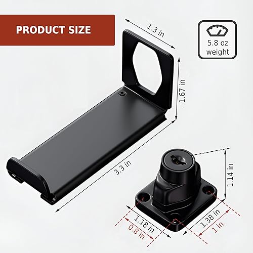 Miniatura 4 de Cerradura de puerta de 90 grados con llave, pestillo deslizante en ángulo recto para puertas de graneroarmarioarmario de apertura exterior, montaje