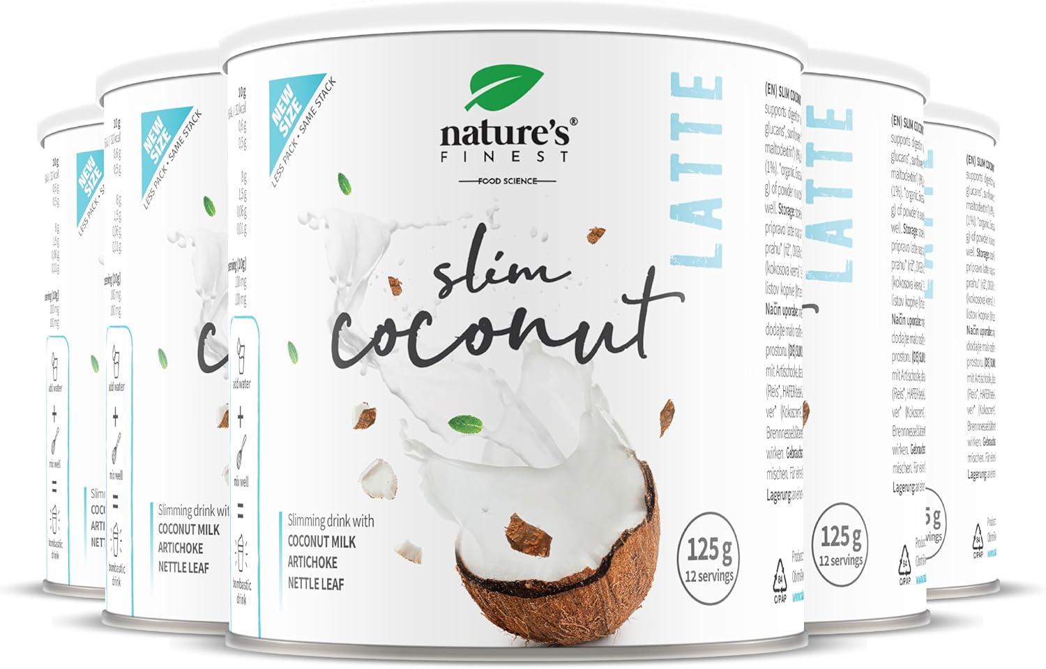 Nature’s Finest by Nutrisslim Coconut Slim Latte with Nettle & Artichoke Extract, Vegan, Lactose-Free, Energy Booster for Digestion & Immune Support, 125g