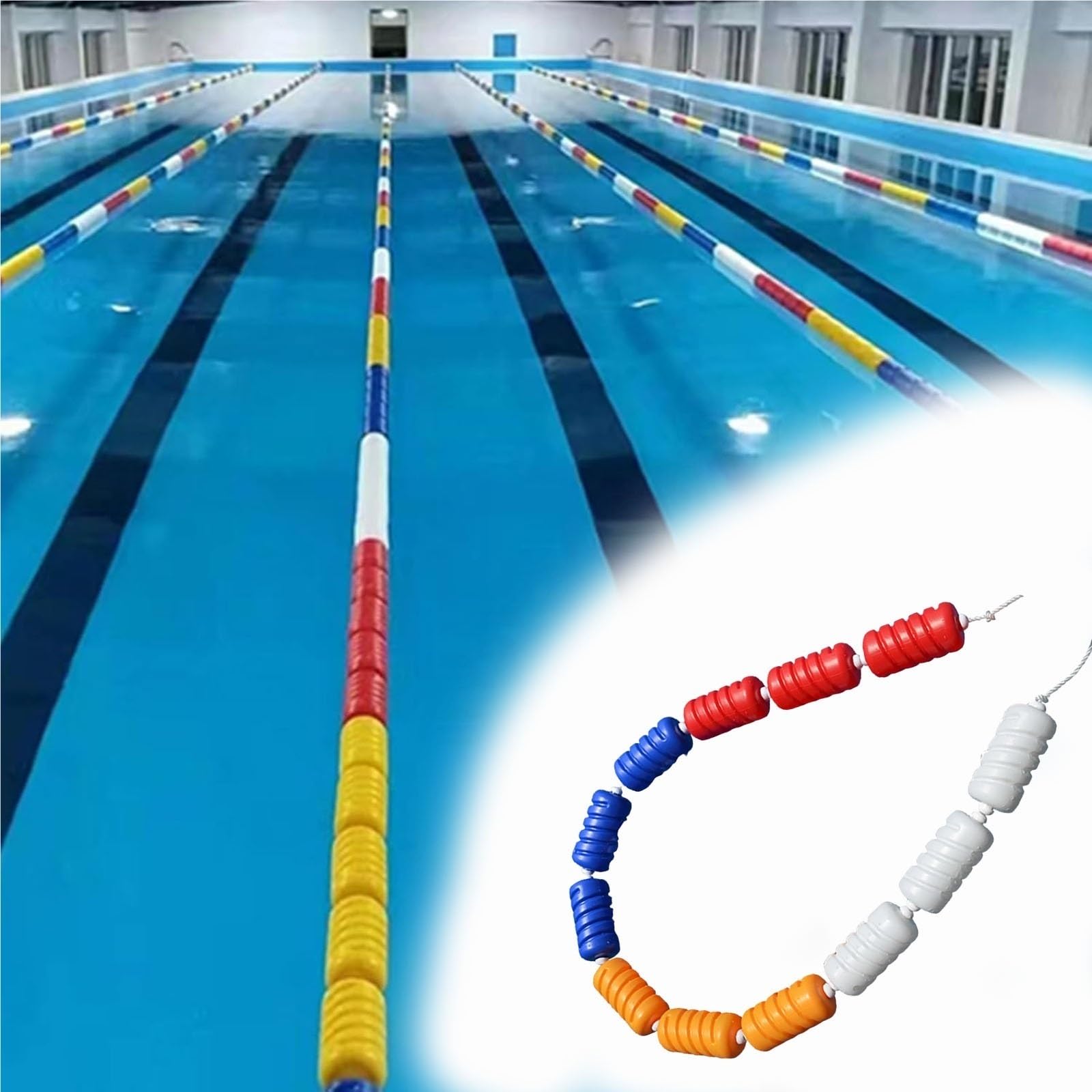 Corda divisoria Professionale per Piscine con Boe e Ganci, Adatta per Piscine Cetit e Kit di Corde di Sicurezza per Il Surf, per Una Divisione Efficace della Piscina.
