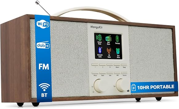 SR40 Internet Radio,Podcast, DAB+/FM, Bluetooth, 10hr Play,Walnut