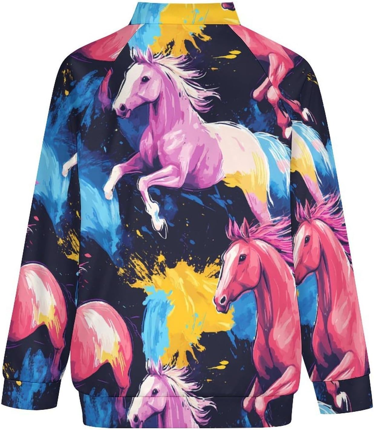 Colorful Running Horse Men's Outerwear Jackets & Coats Casual Zippered Windbreakers Tops