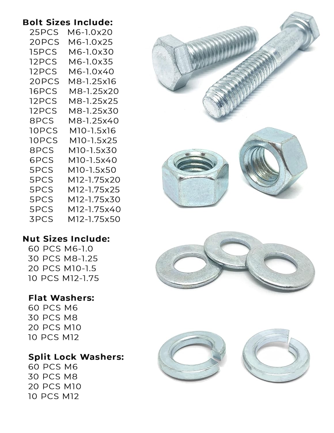 Metric Class 10.9 Hex Cap Screws Bolts, Nuts, & Washers Assortment Kit - 575 Pieces!