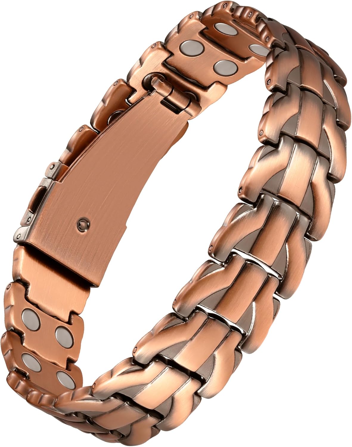 Jecanori Pure Copper Bracelet for Men, 2X Strength Magnetic Bracelets for Men with Fold-Over Clasp
