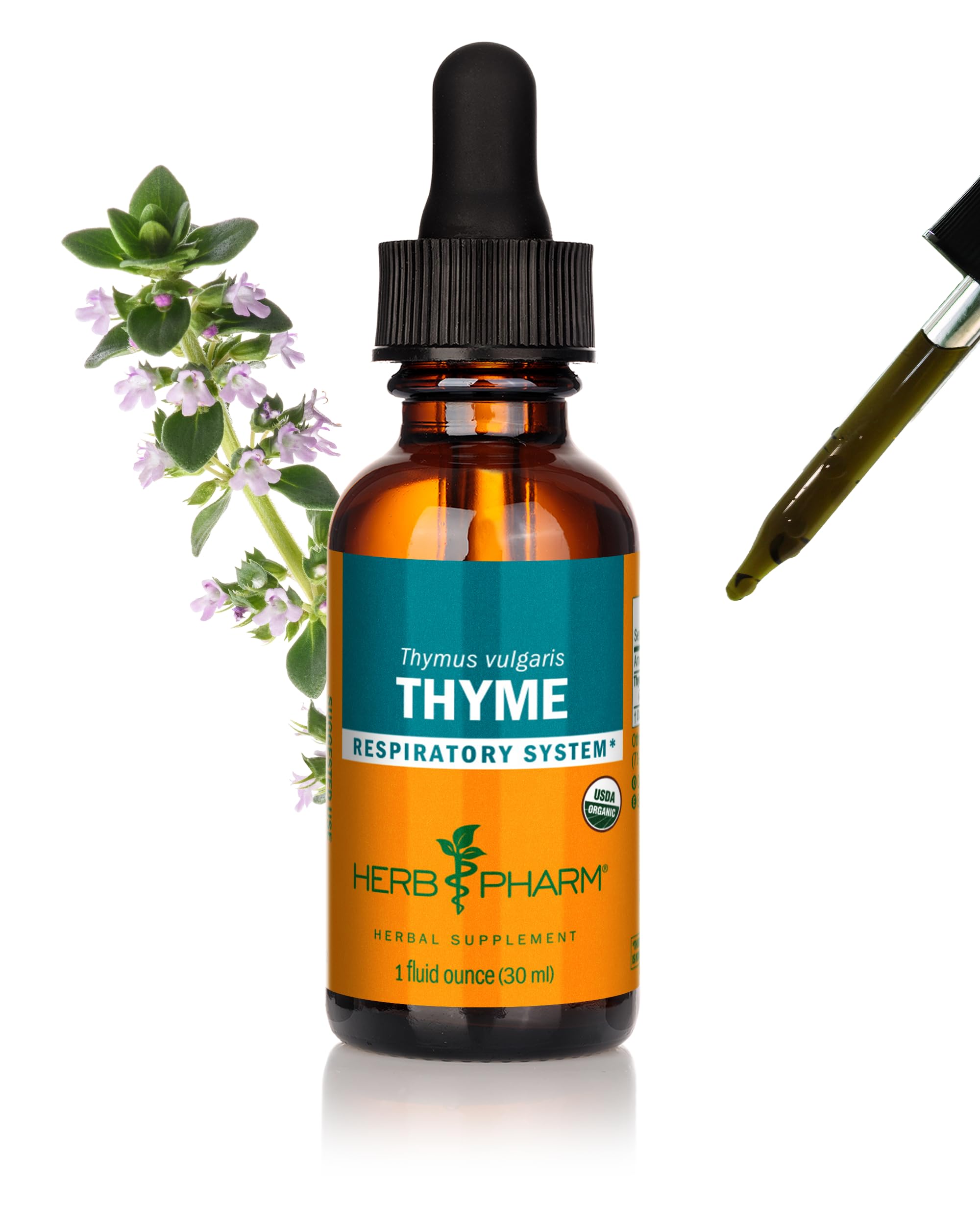 Herb Pharm Certified Organic Thyme Liquid Extract for Respiratory System Support - 1 Ounce (DTHYME01)USDA Organic