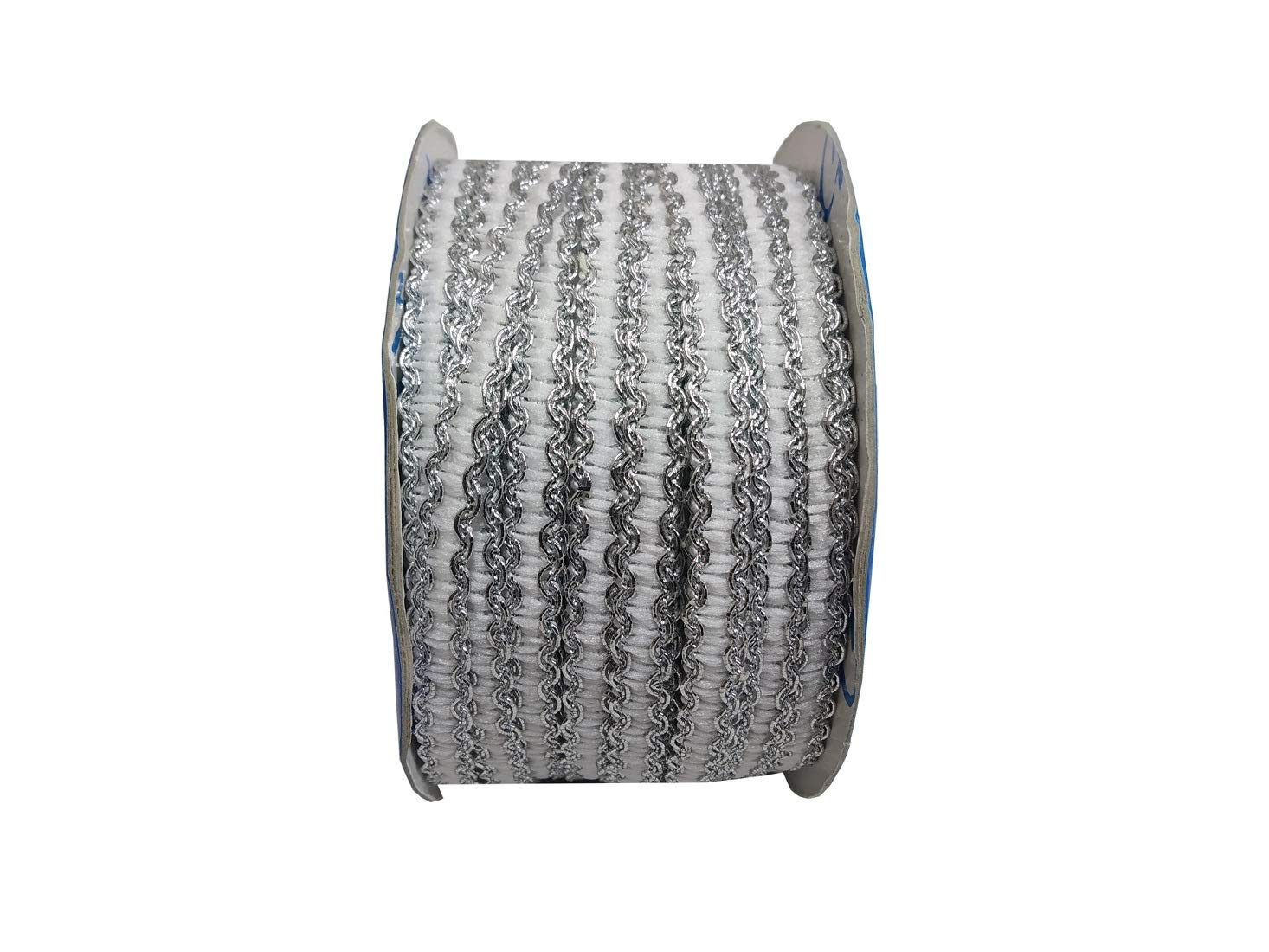 De-Ultimate CWG0132-04 (20 Mtr) Roll of Silver Zig-Zag Pattern Gota Patti Embroidery Trim Lace Border with 0.635 cm Width for Saree,Suit,Dresses Embellishment,Fashion Designing,craftworks