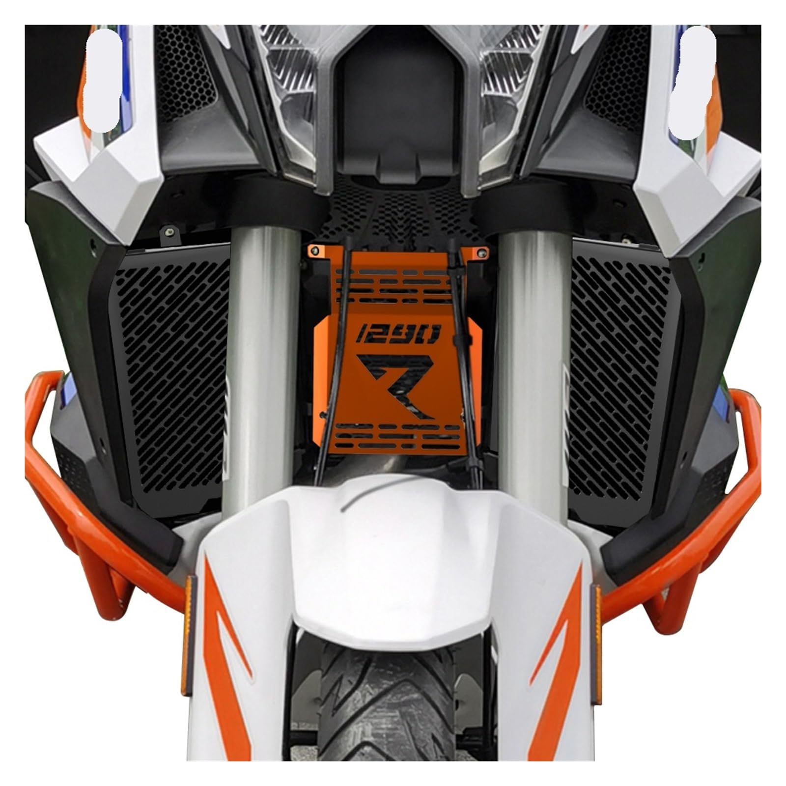 Compatible con Super Adventure 1290 S/R 2021 2022 2023, cilindro de motocicleta, rejilla protectora de motor, guardabarros medio, cubierta de tanque de agua (Size : Orange)