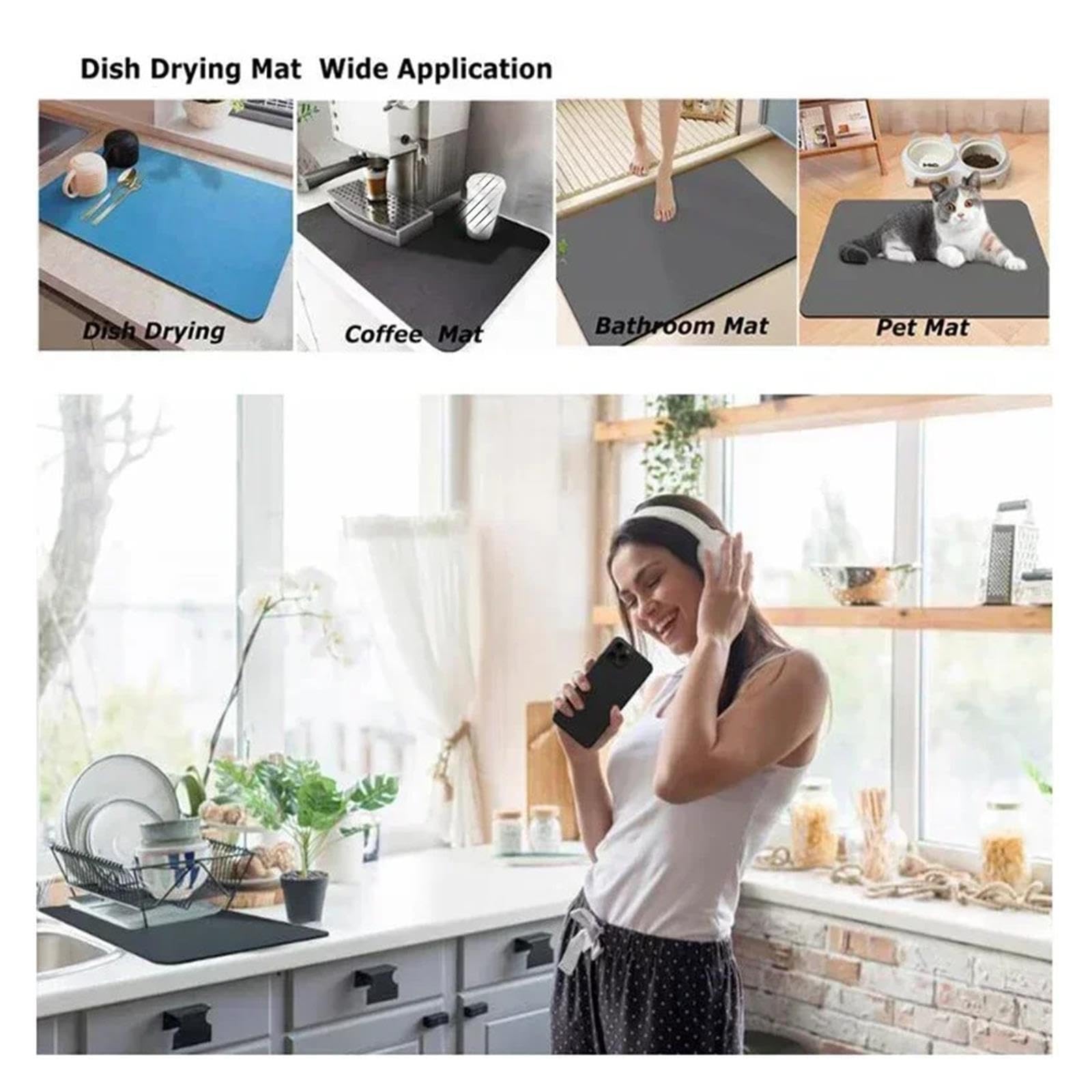 Tapis De Bar Tapis de séchage Absorbant Tampon Boue diatomite(Color 2,40x60cm)