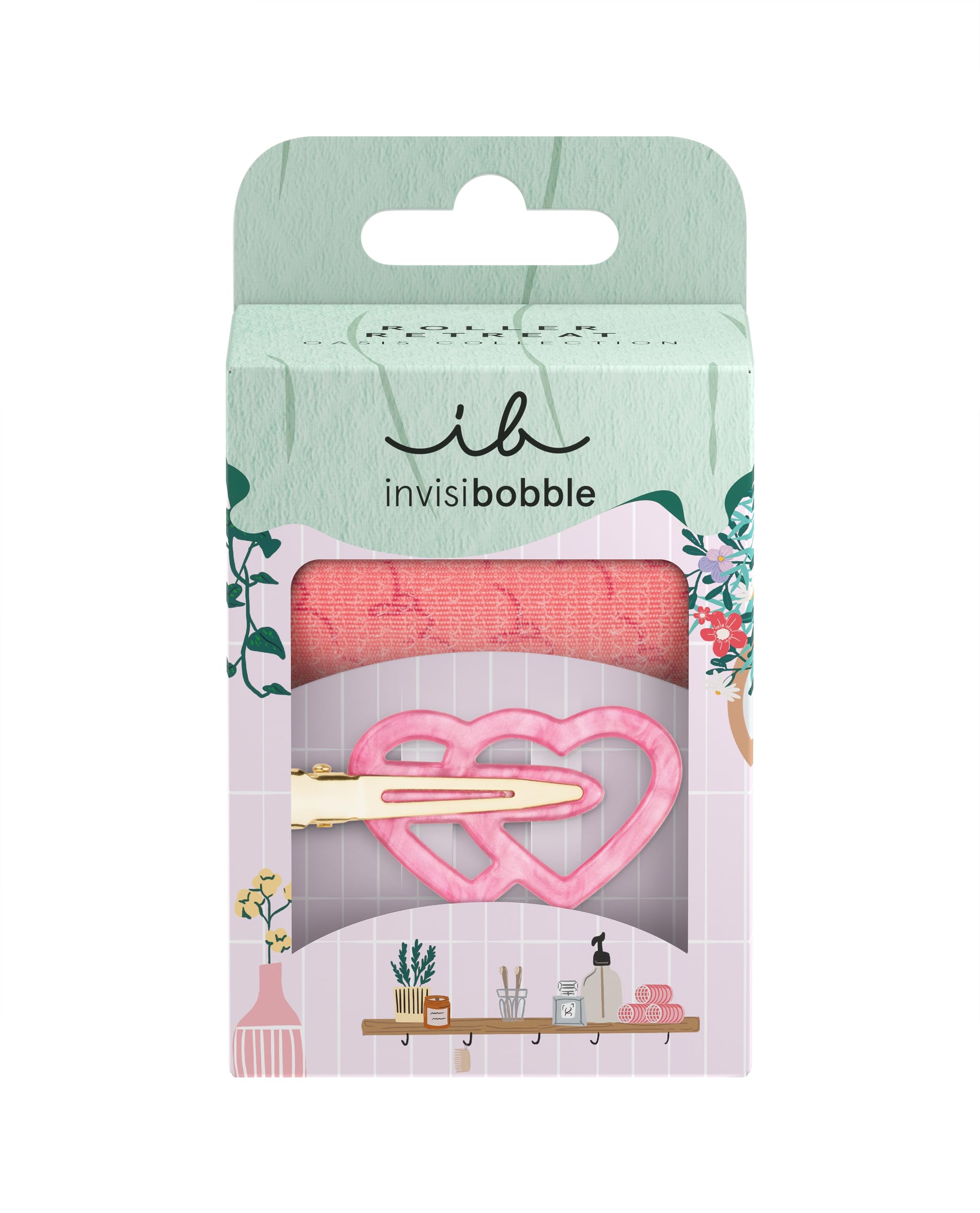invisibobble - Oasis Roller Retreat Set of 4 for Heatless Curls with Velcro Curlers and Creaseless Clips - Gentle Styling without Heat - Trendy Look, Secure Hold Healthy Hair