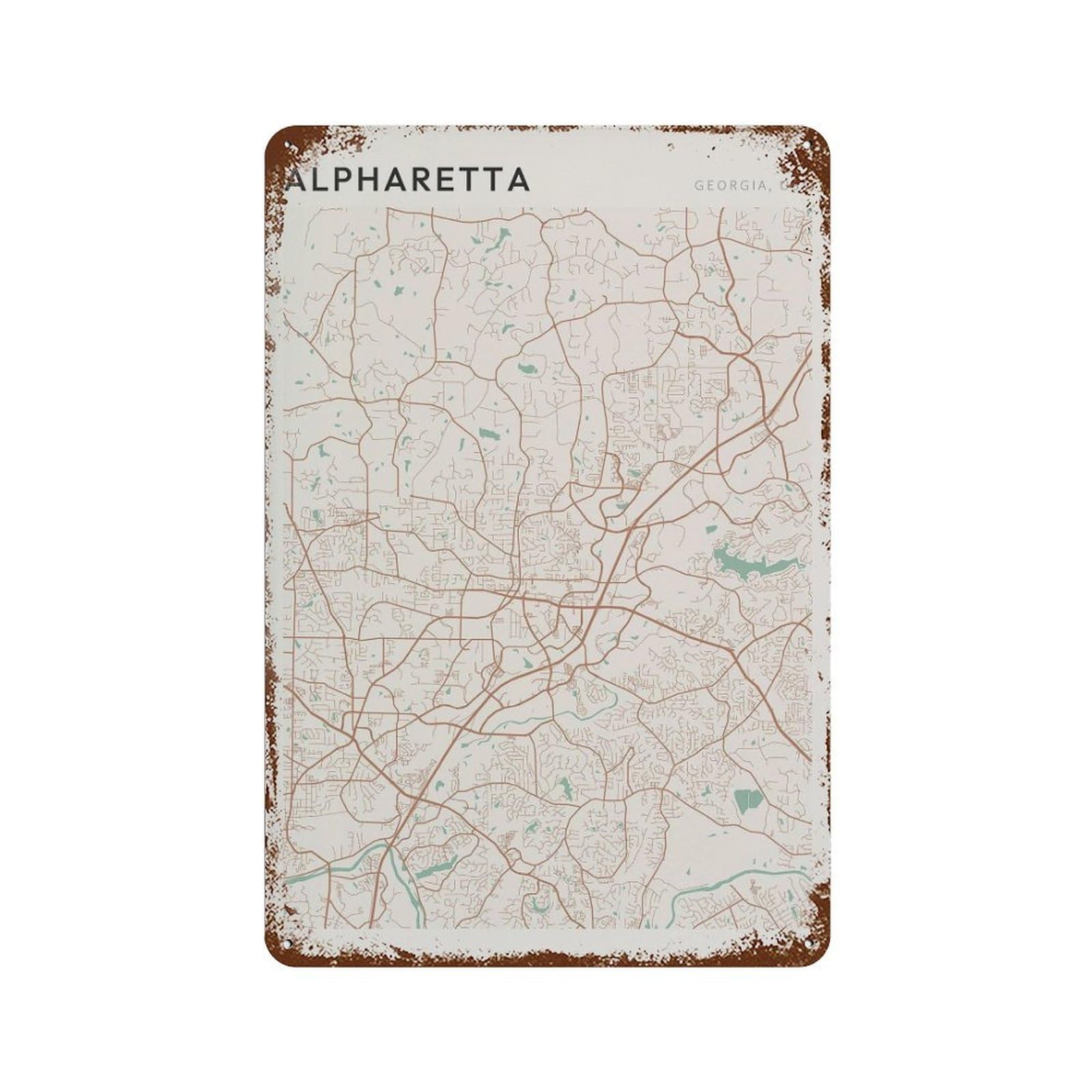 xiaoxiaoshen Alpharetta Map Georgia Travel Gift Farmhouse Decor Sandi (2) Wall Decor Art Metal Tin Poster Modern Home Decor Art Home Bar Shop Decorations Vintage Sign 30x20cm